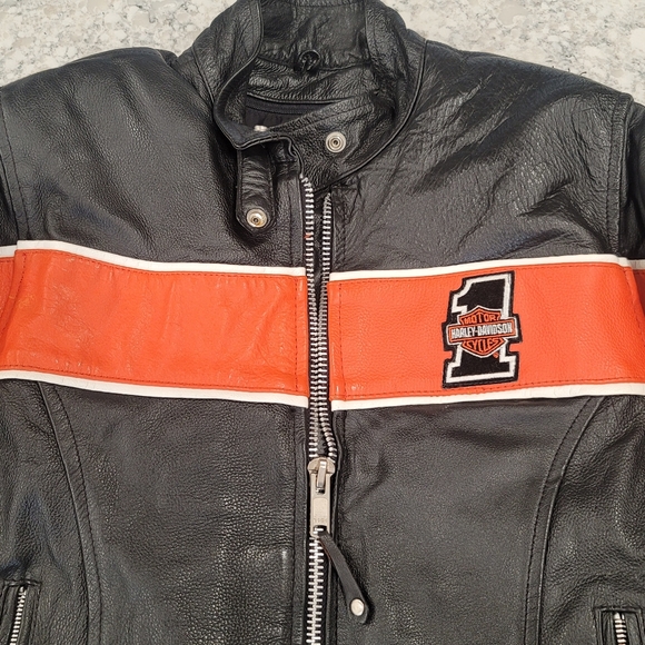 Vintage Unisex Classic Biker Orange & Black Motorcycle Riding Leather - Picture 2 of 6